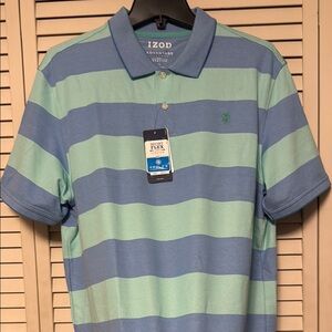 IZOD Men's Blue Striped Polo Shirt